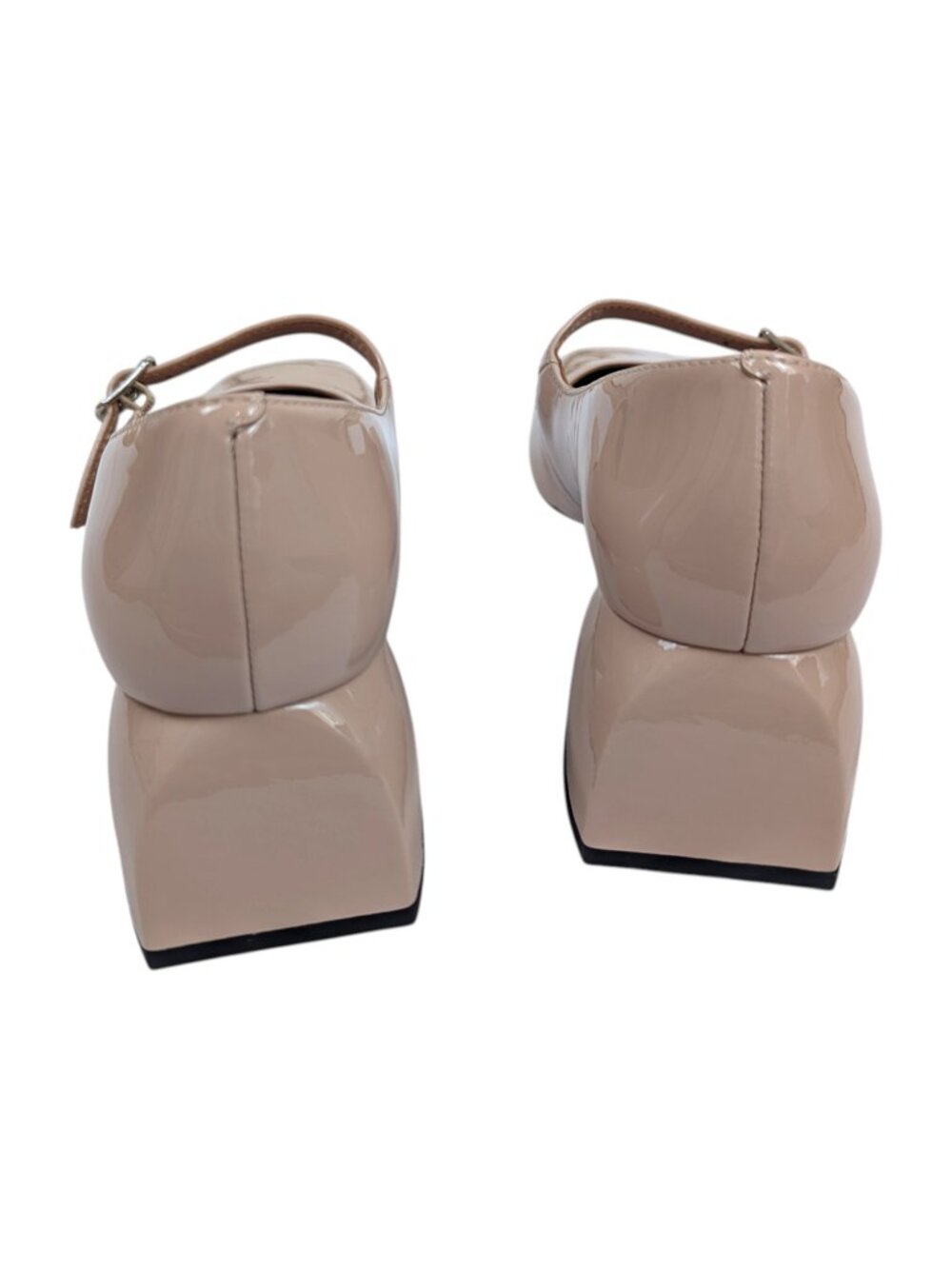 LINEA Paolo Nude Maryjanes Block Heel Shoes Patent Leather Monroe Beige Size 7 - Picture 6 of 13